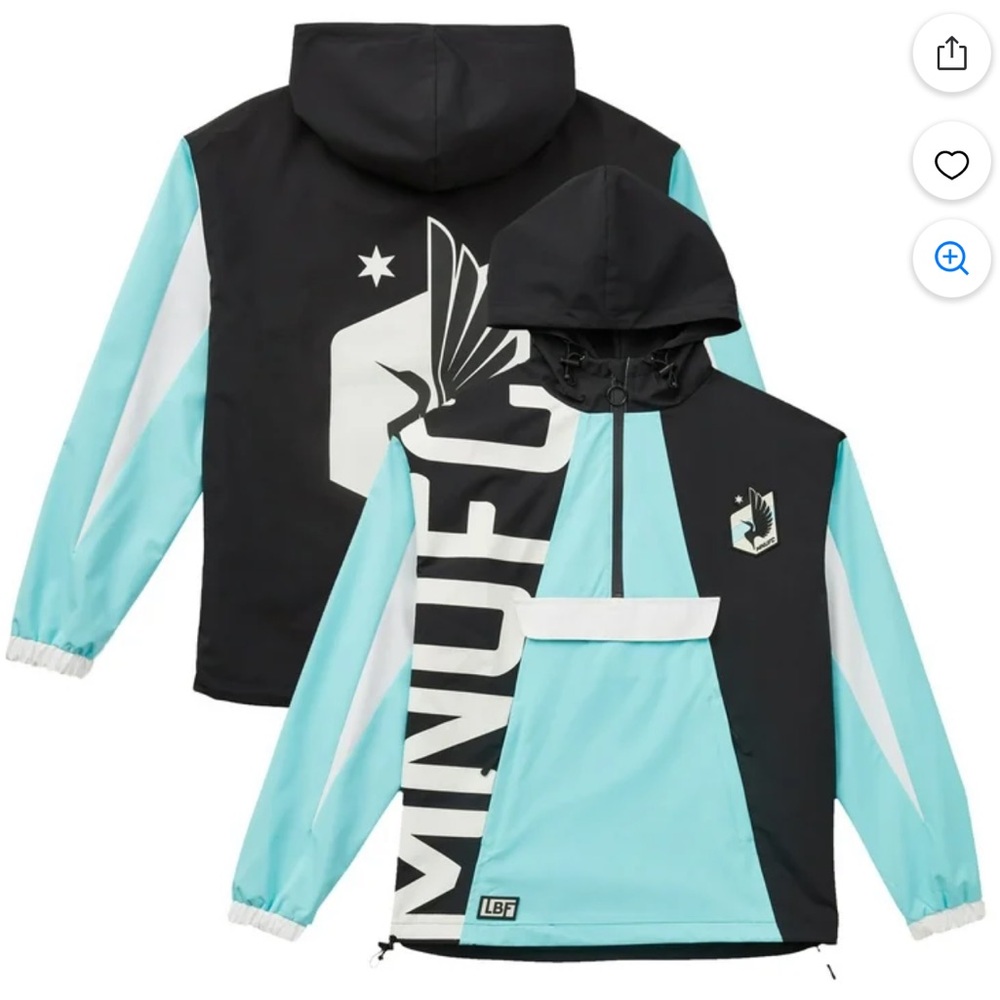 LBF Minnesota United FC Live Breathe Futbol Tekkor Half Zip Hoodie Windbreaker,M